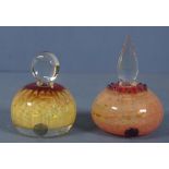 Two art glass perfume bottles by Richard Clements