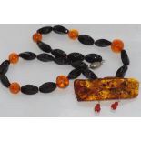 Onyx and amber necklace