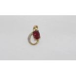 9ct gold, ruby and diamond pendant