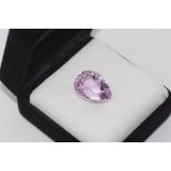 Unset facetted tear drop shaped kunzite