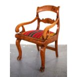 19th century Russian birch armchair