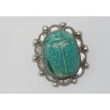 Vintage silver scarab brooch