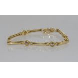 14ct yellow gold and diamond bracelet