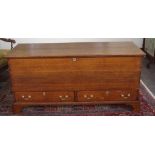 George III oak mule chest with 2 drawers