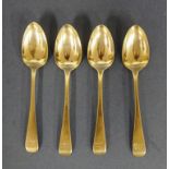 George IV set four sterling silver teaspoons