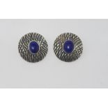 Silver and blue stone clip earrings