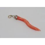 9ct gold & silver, salmon coral pendant