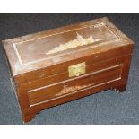 Vintage Chinese carved camphor wood chest