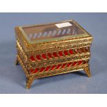 Cast gilt metal jewellery box