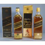 Two bottles Johnnie Walker Black Label Whisky