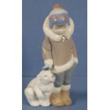 Lladro Eskimo boy and polar bear figurine