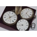 Three Victorian silver cased pocket watches