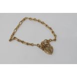 Vintage 9ct gold bracelet with heart lock