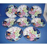 Eight Mottahedeh tobacco leaf dessert plate