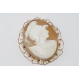 Vintage 9ct rose gold cameo of Roman soldier