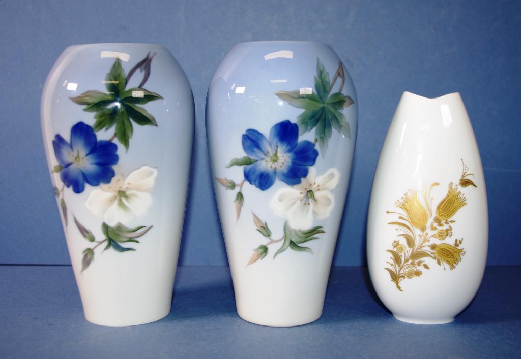 Pair Royal Copenhagen mantle vases