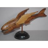 Vintage Pitcairn Island carved wood fish figure