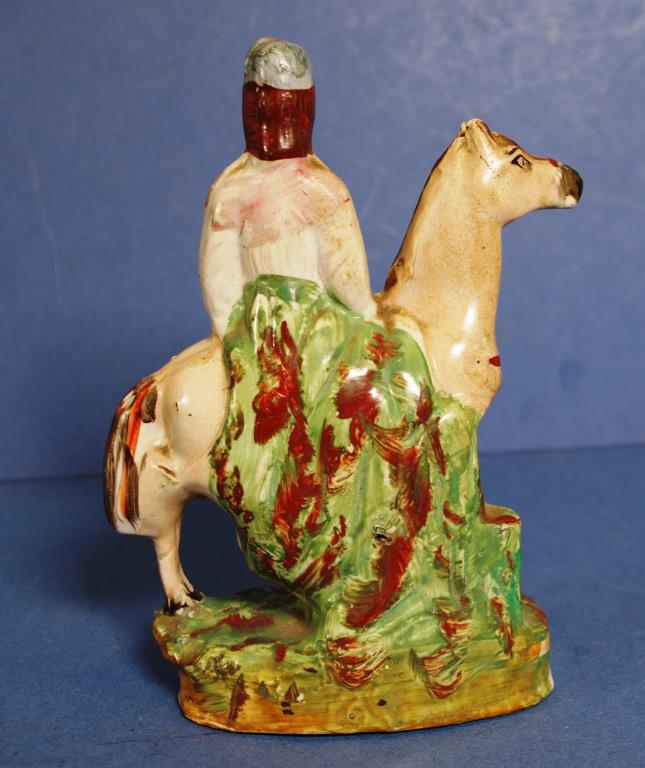 Antique Staffordshire figure of man on horseback - Image 2 of 3