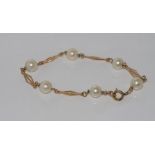 10ct rose gold and pearl bracelet