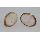 14ct yellow gold and pink shell cameo earrings
