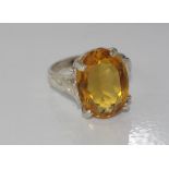 Silver and citrine ring
