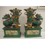 Pair of old Chinese pottery Kylins