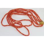 Antique coral 3 strand necklace