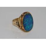 Large 9ct yellow gold and opal ring