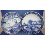 Two large blue & white Delft wall chargers