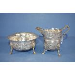 Victorian sterling silver sugar bowl & creamer