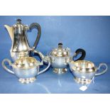 George V sterling silver four piece teaset