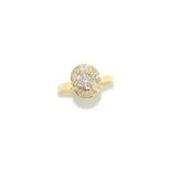 18ct yellow gold, diamond cluster ring