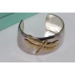 2001 Tiffany silver & gold dragonfly cuff