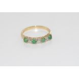 9ct yellow gold, emerald and diamond ring