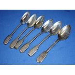 Victorian set six sterling silver dessert spoons