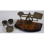 Set of vintage brass scales and weights
