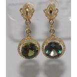 18ct gold, green sapphire & diamond earrings