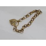 Vintage 9ct gold bracelet with heart lock