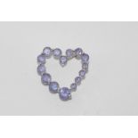 18ct white gold heart with purple stone