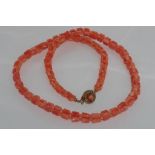 Vintage pink coral necklace with silver gilt clasp