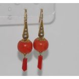 Italian red coral earrings