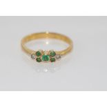 9ct yellow gold, emerald and diamond ring