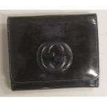Vintage Gucci black patent leather wallet