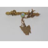 Hallmarked 9ct gold and opal brooch