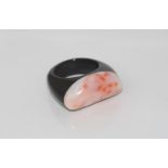Ebony and pink coral ring