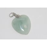 Pale green stone heart shaped pendant