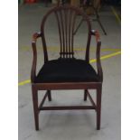 George III Hepplewhite period mahogany armchair