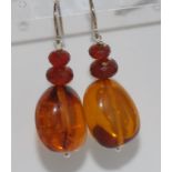 9ct gold and honey amber earrings