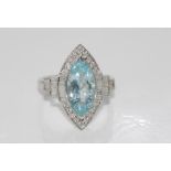 18ct white gold, aquamarine & diamond ring