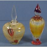 Two art glass perfume bottles by Richard Clements